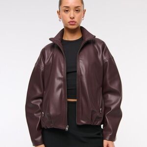 A&F Burgundy Vegan Leather Jacket (NWT)